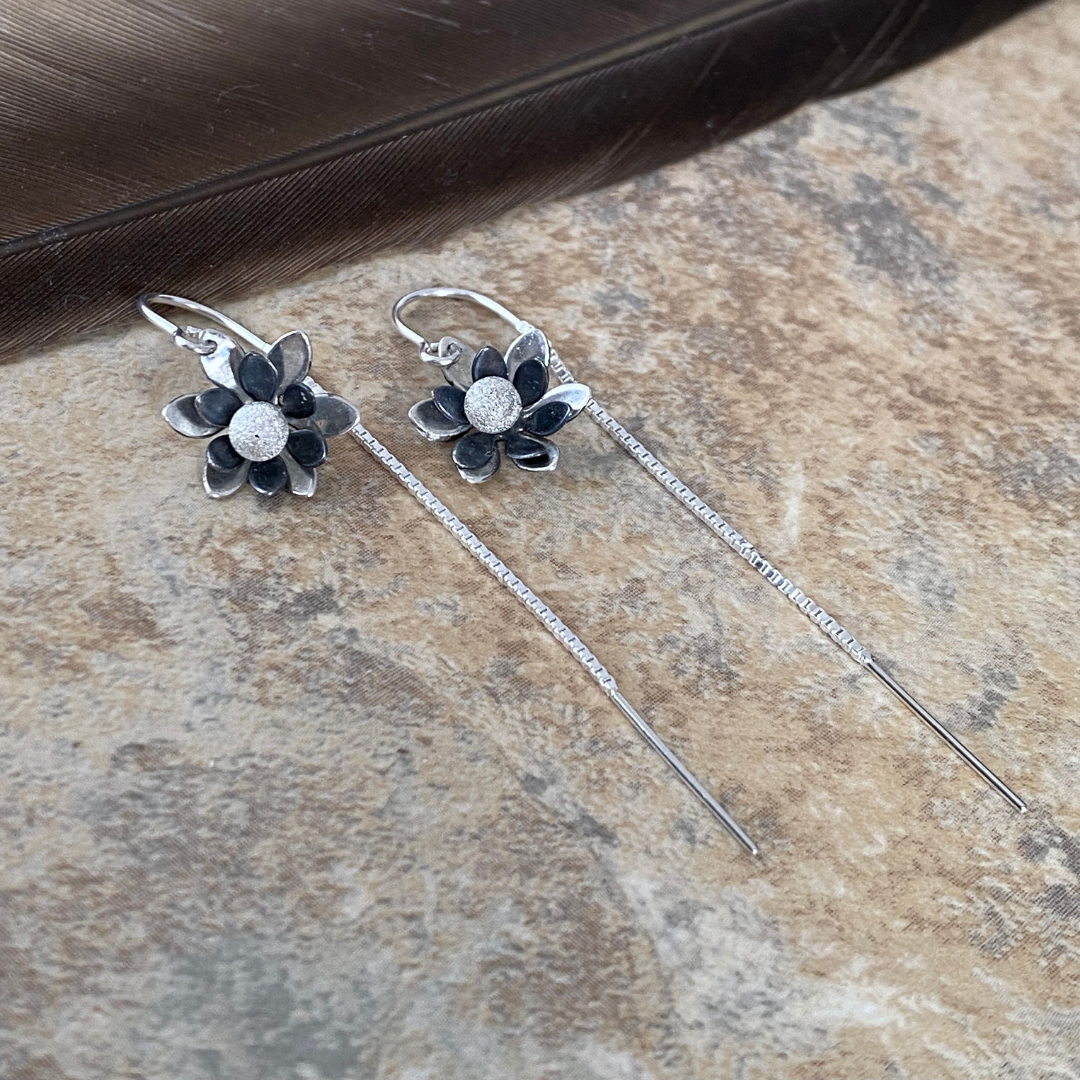 Small Lotus Threader Earrings - Susan Rodgers Designs