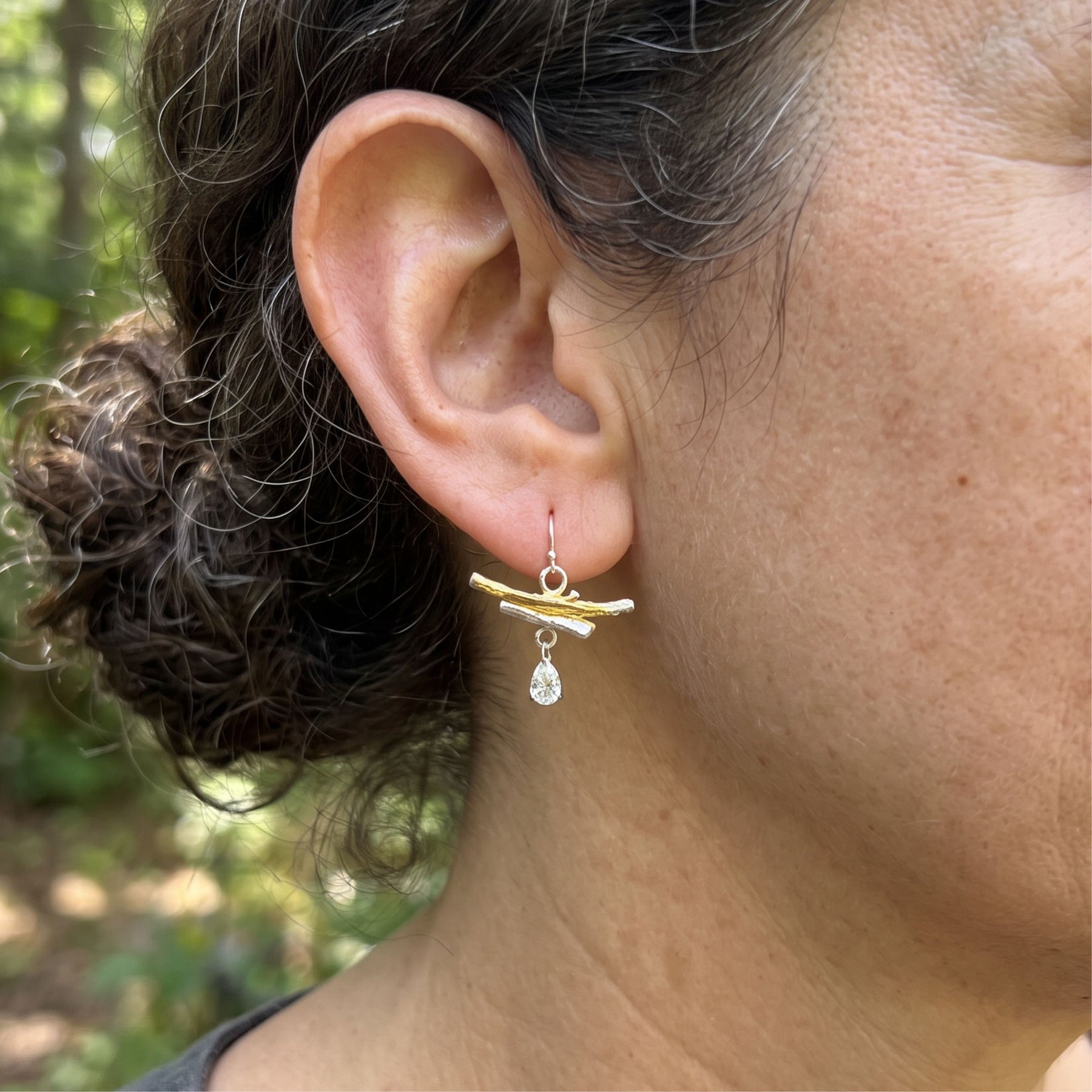 24K & Sterling Silver Diamond Dusk Earrings