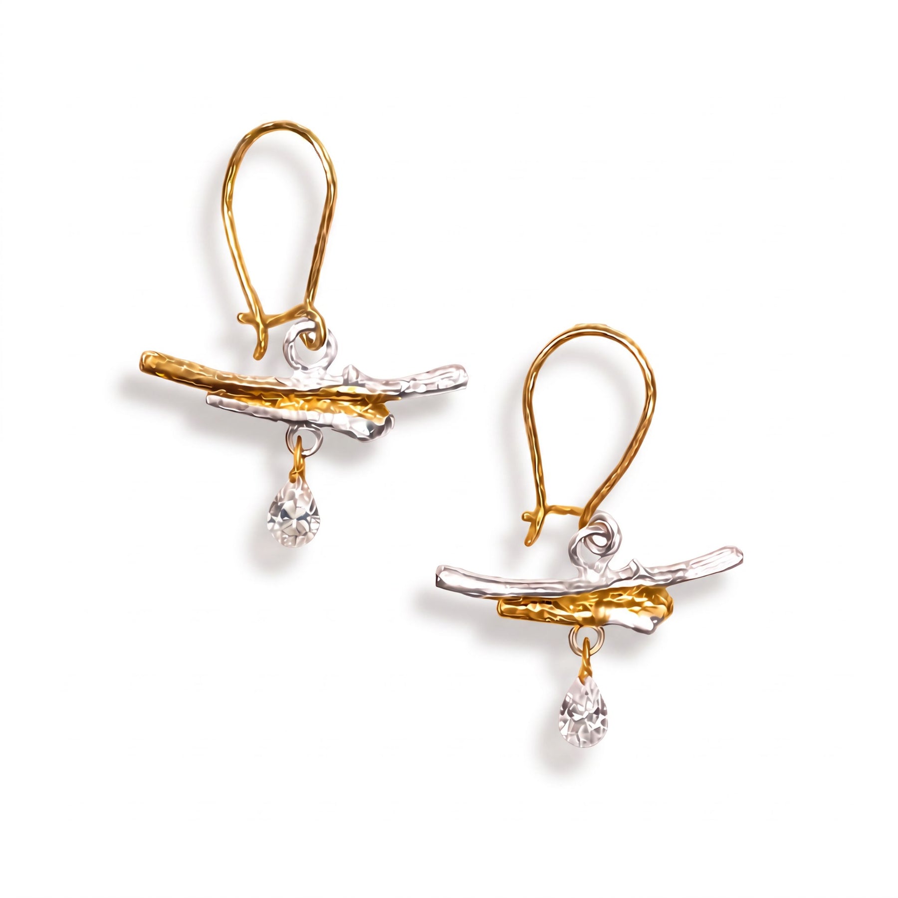 24K & Sterling Silver Diamond Dusk Earrings