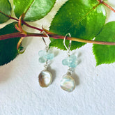 Pearl and Aquamarine earrings - Susan Rodgers Designs